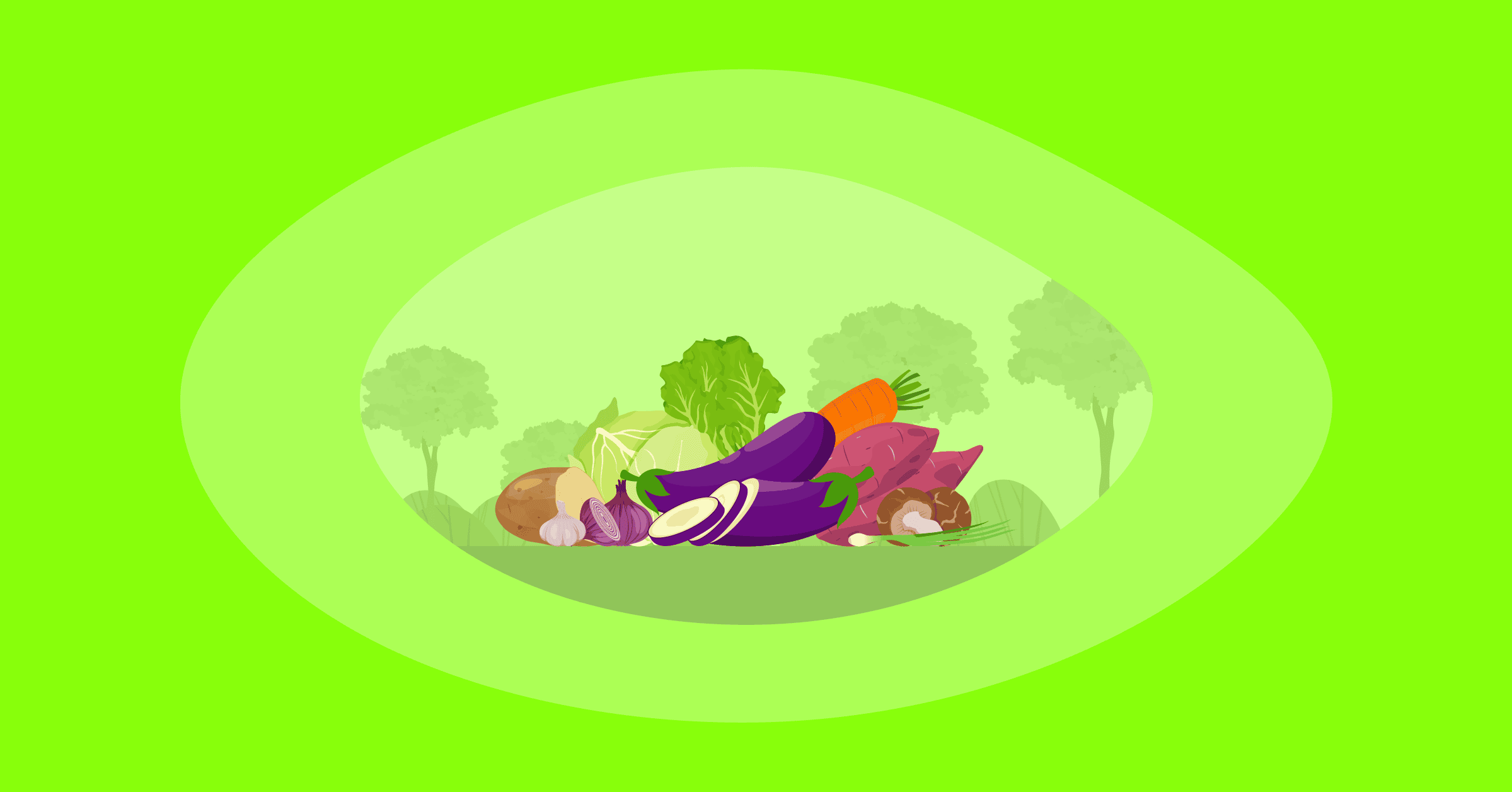 Illustration of vegetables with the lowest carbon footprint