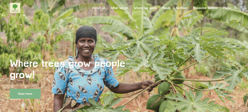 Screenshot of the Vi Agroforestry front page
