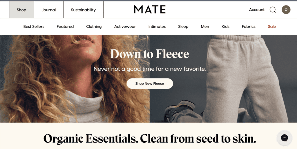 Screenshot of the MATE the label front page