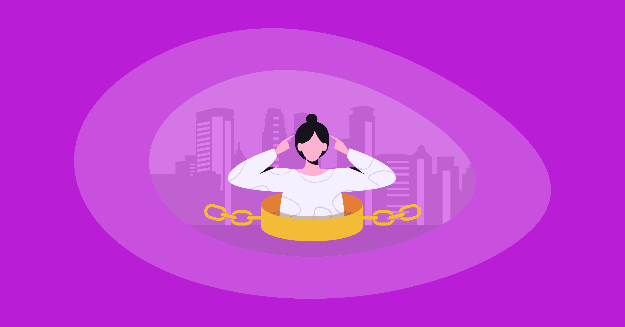 Illustration of a person inside a chain