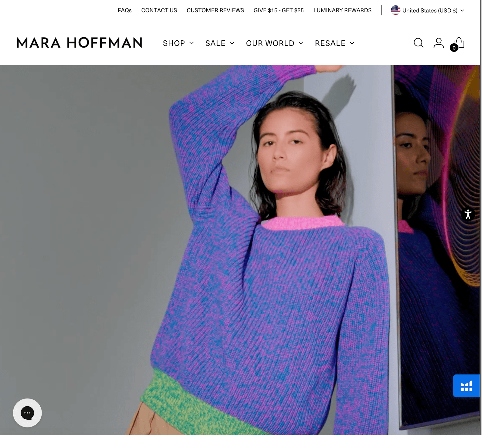 Mara Hoffman - front page Screenshot of the Mara Hoffman front page