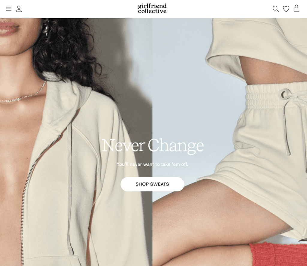 Screenshot of the girlfriend collective front page
