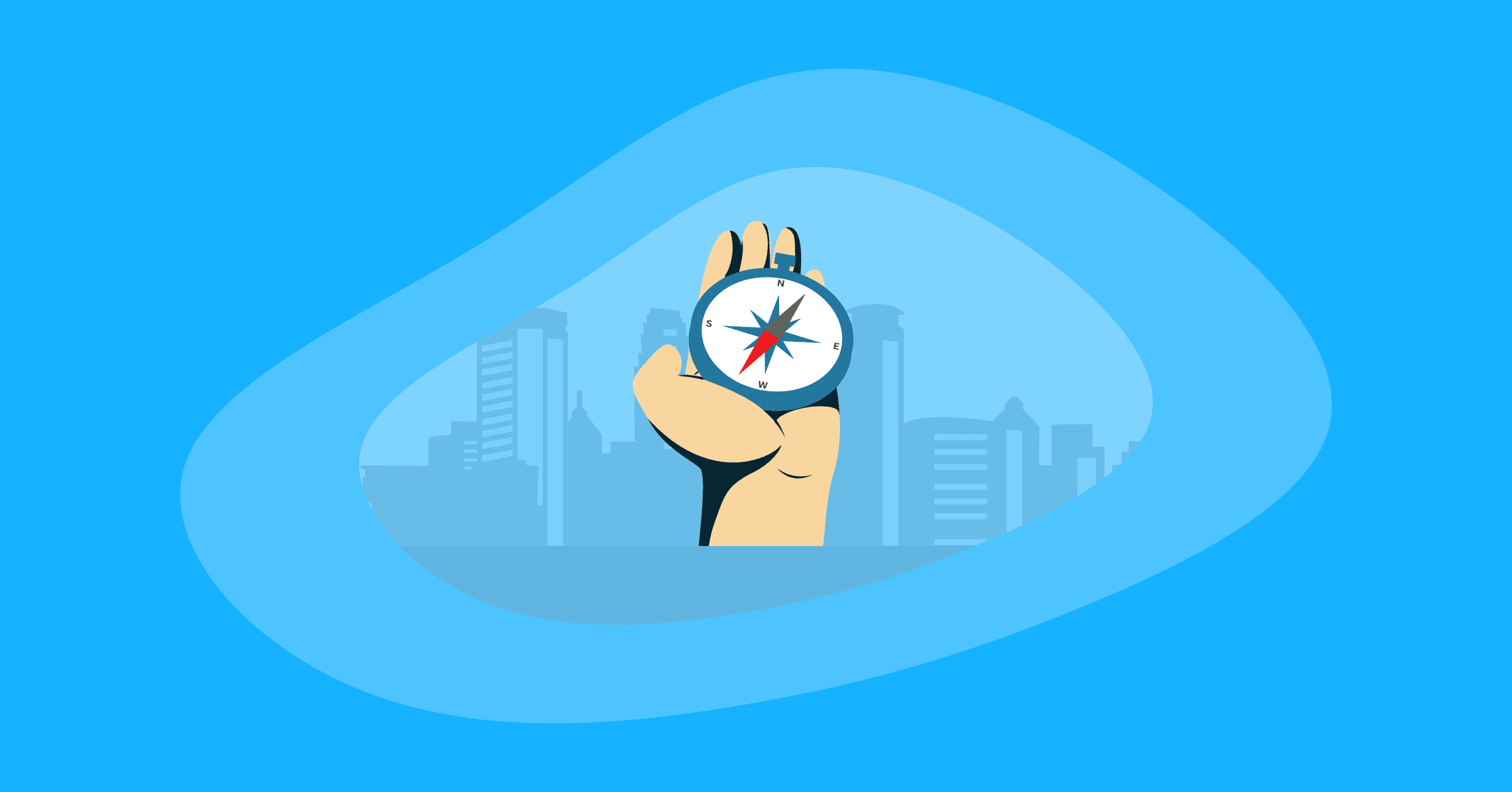 Illustration of a hand holding a compass