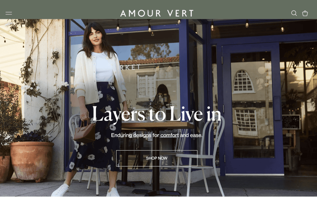 Screenshot of the Amour vert front page