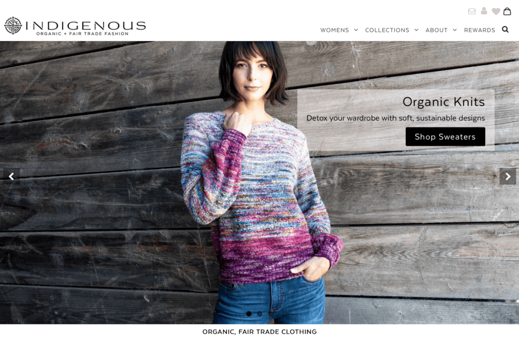 Screenshot of the Indigenous front page