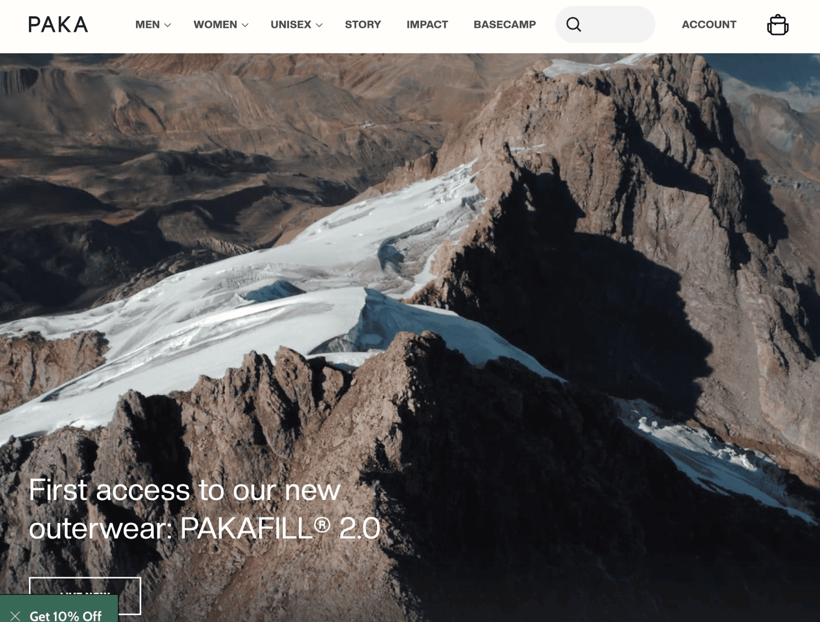 Screenshot of the Paka front page