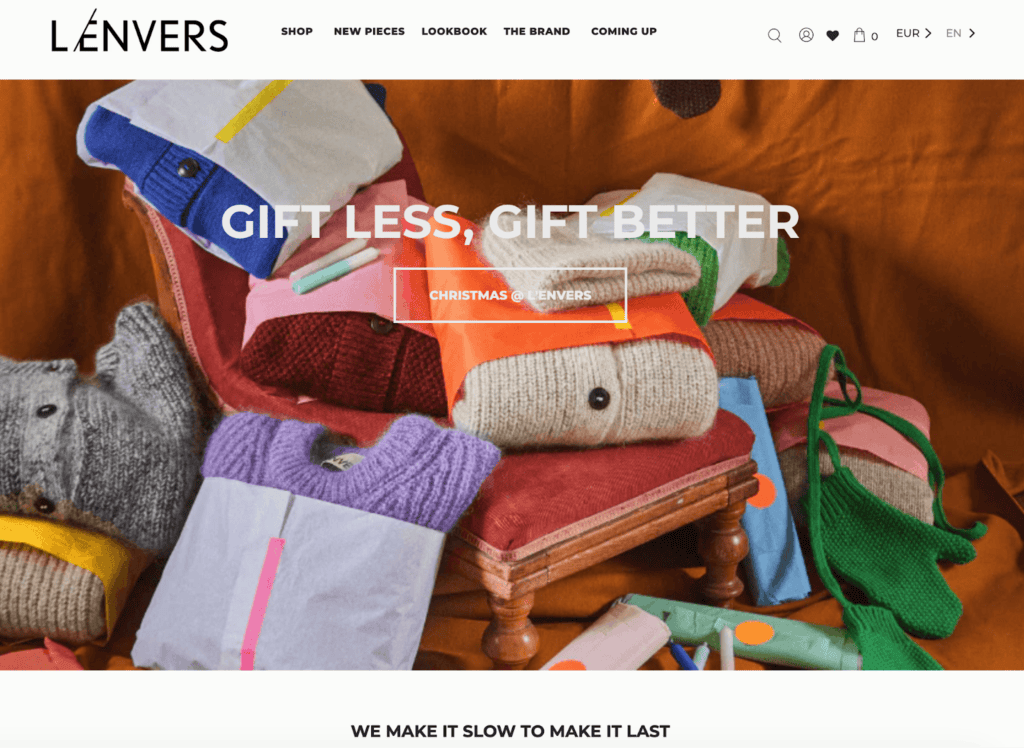 Screenshot of the L'envers front page