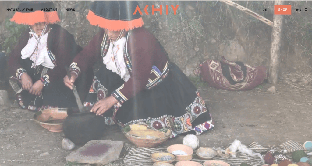 Screenshot of the Achiy front page