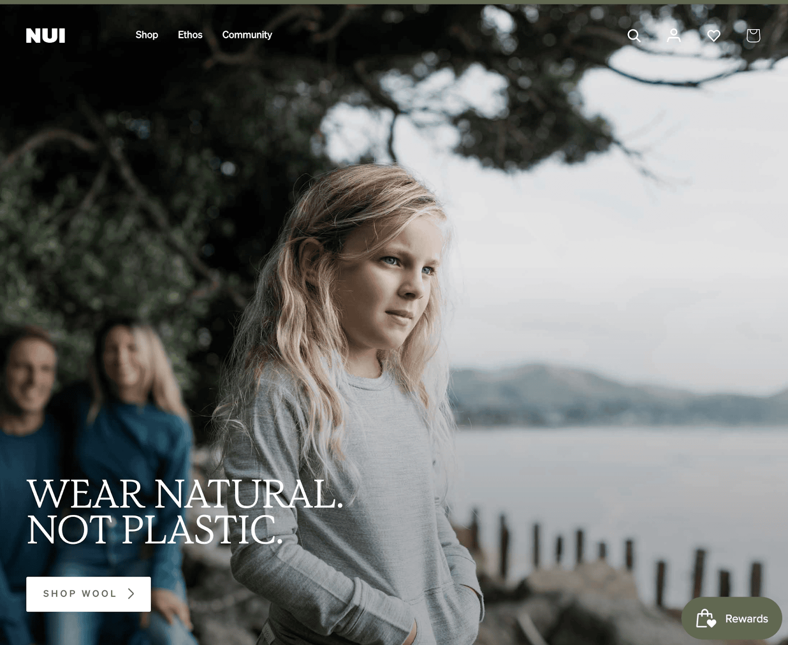 Screenshot of the Nui Organic front page