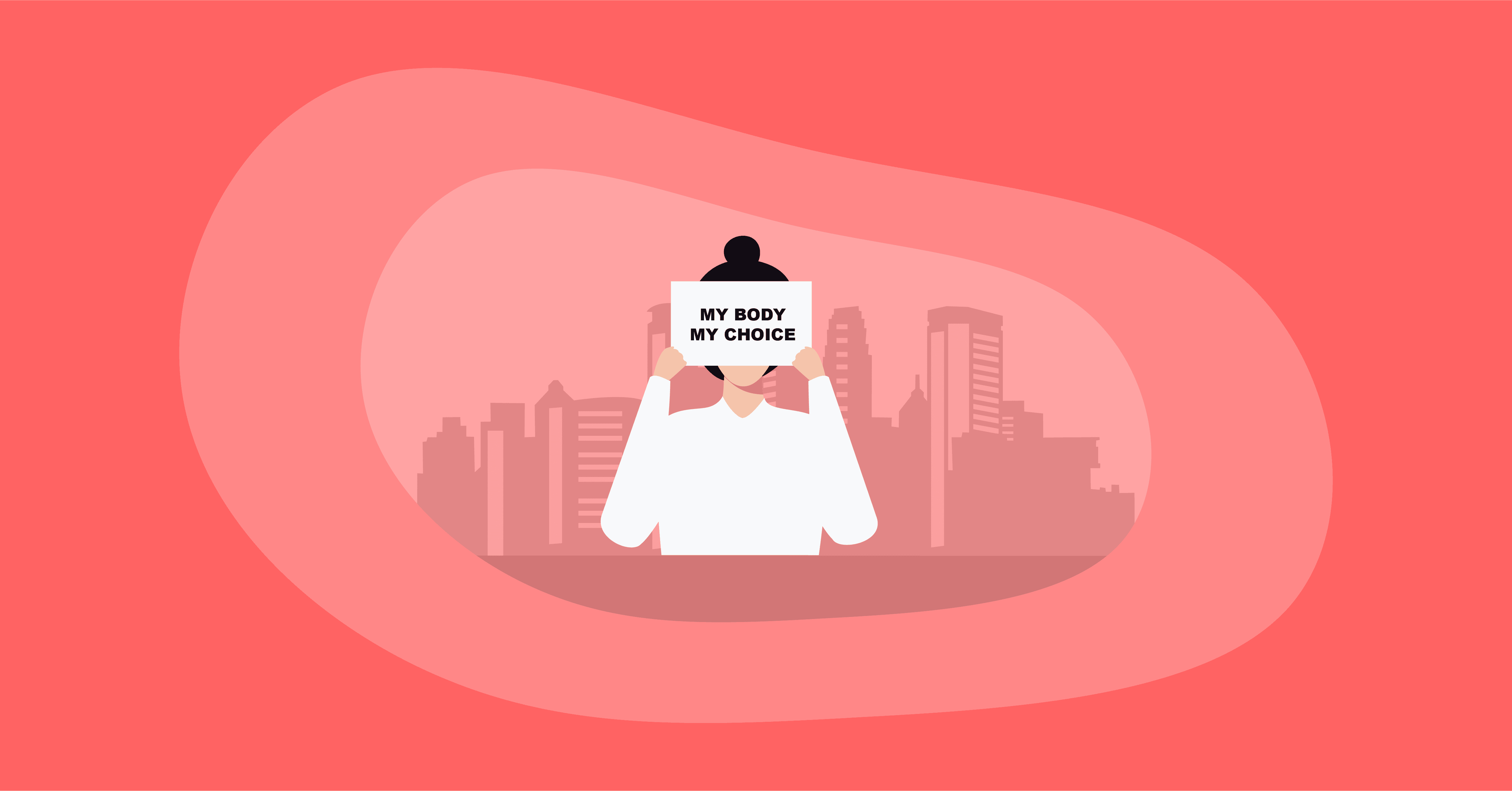 Illustration of a woman fighting for for abortion rights