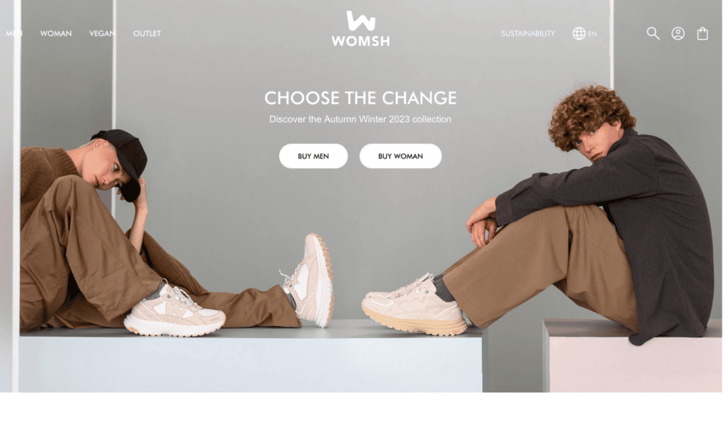 Screenshot of the Womsh front page