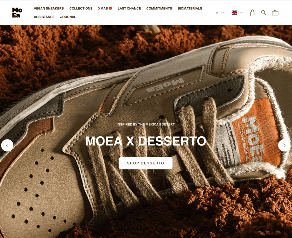 Screenshot of the MOea Front page