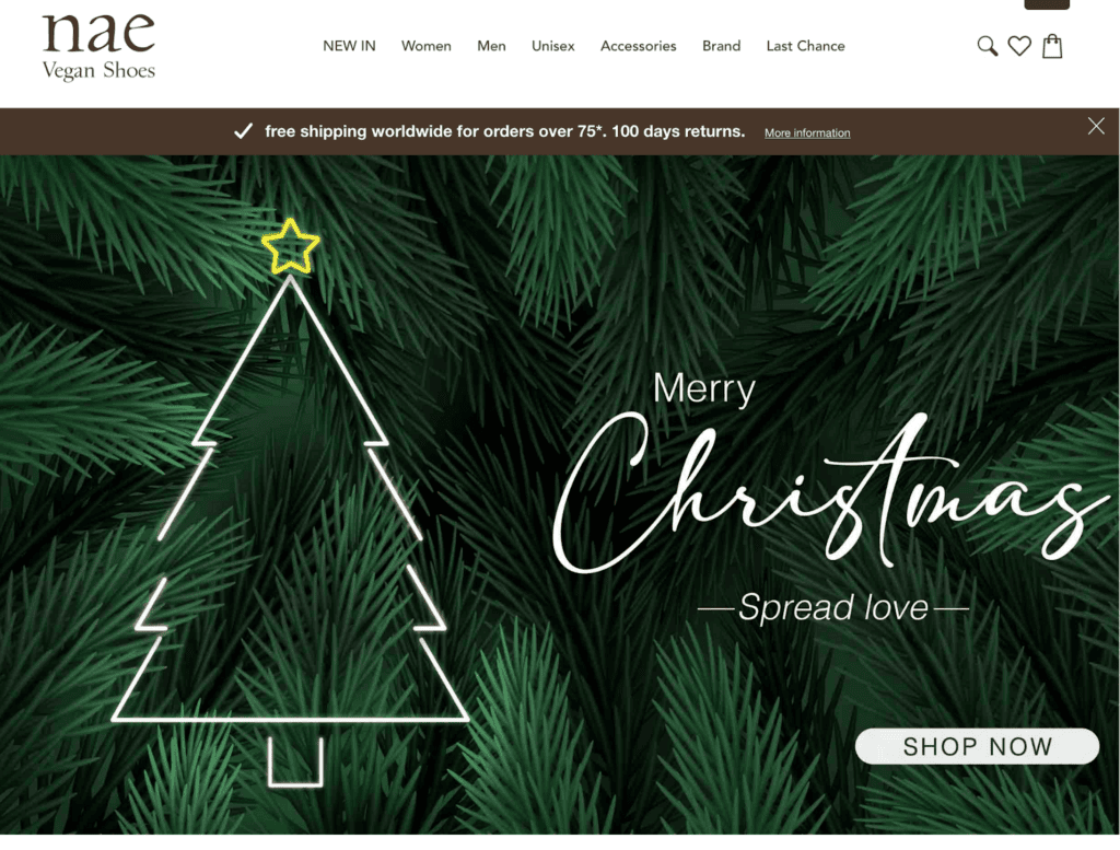 Screenshot of the Nae Vegan front page