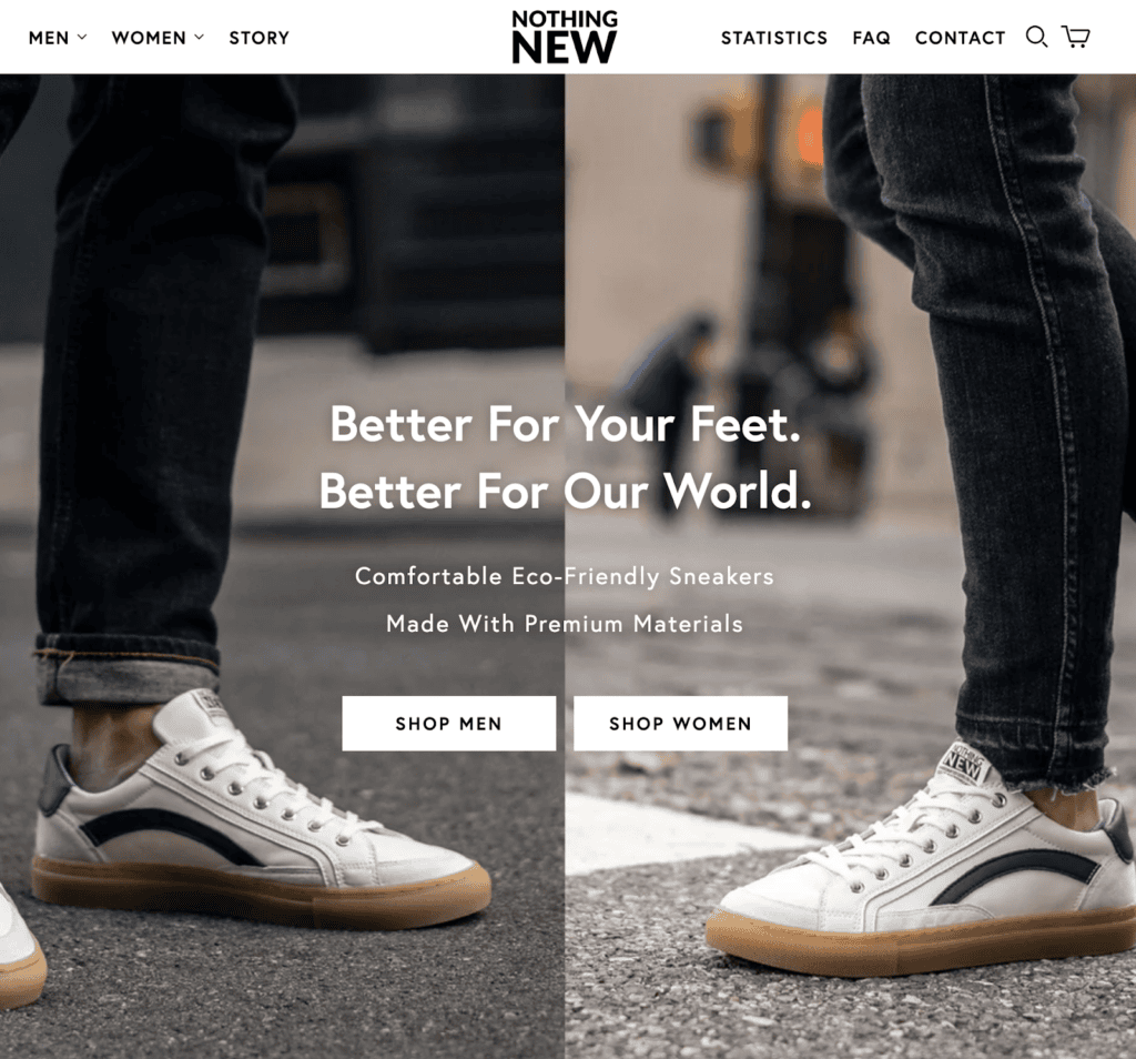 Screenshot of Nothing New Front Page
