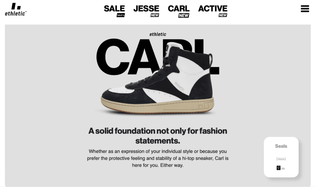 Screenshot of the Ethletic front page
