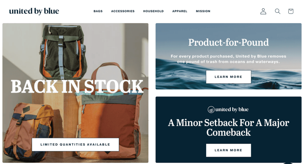 Screensot of the United by Blue front page