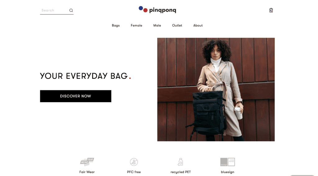Screenshot of the Pinqponq front page