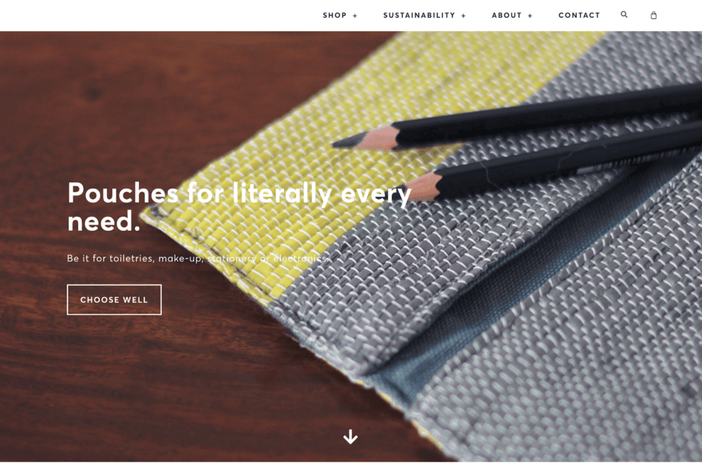 Screenshot of the Thela front page