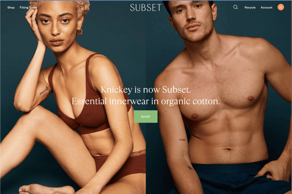 Screenshot of the Subset front page