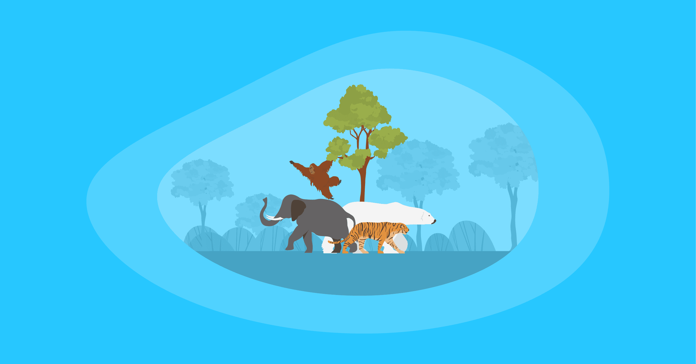 Illustration of endangered animals