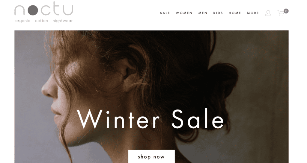 Screenshot of the Noctu front page