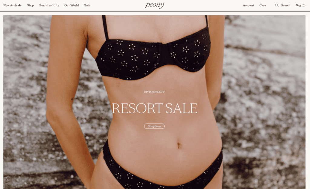 Screenshot of the Peony front page