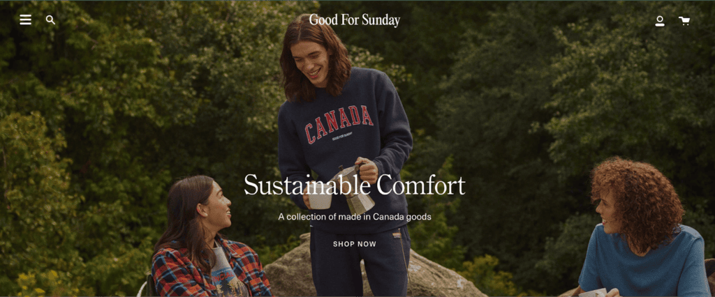 Screenshot of the Good for Sunday front page