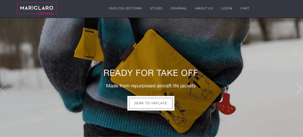 Screenshot of the Mariclaro front page