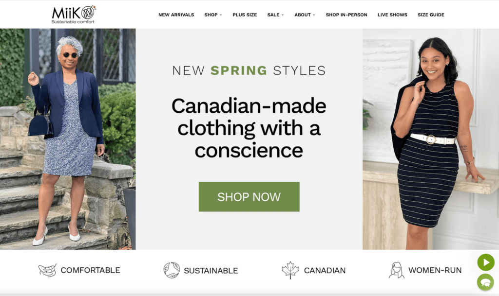 Screenshot of the Miik front page