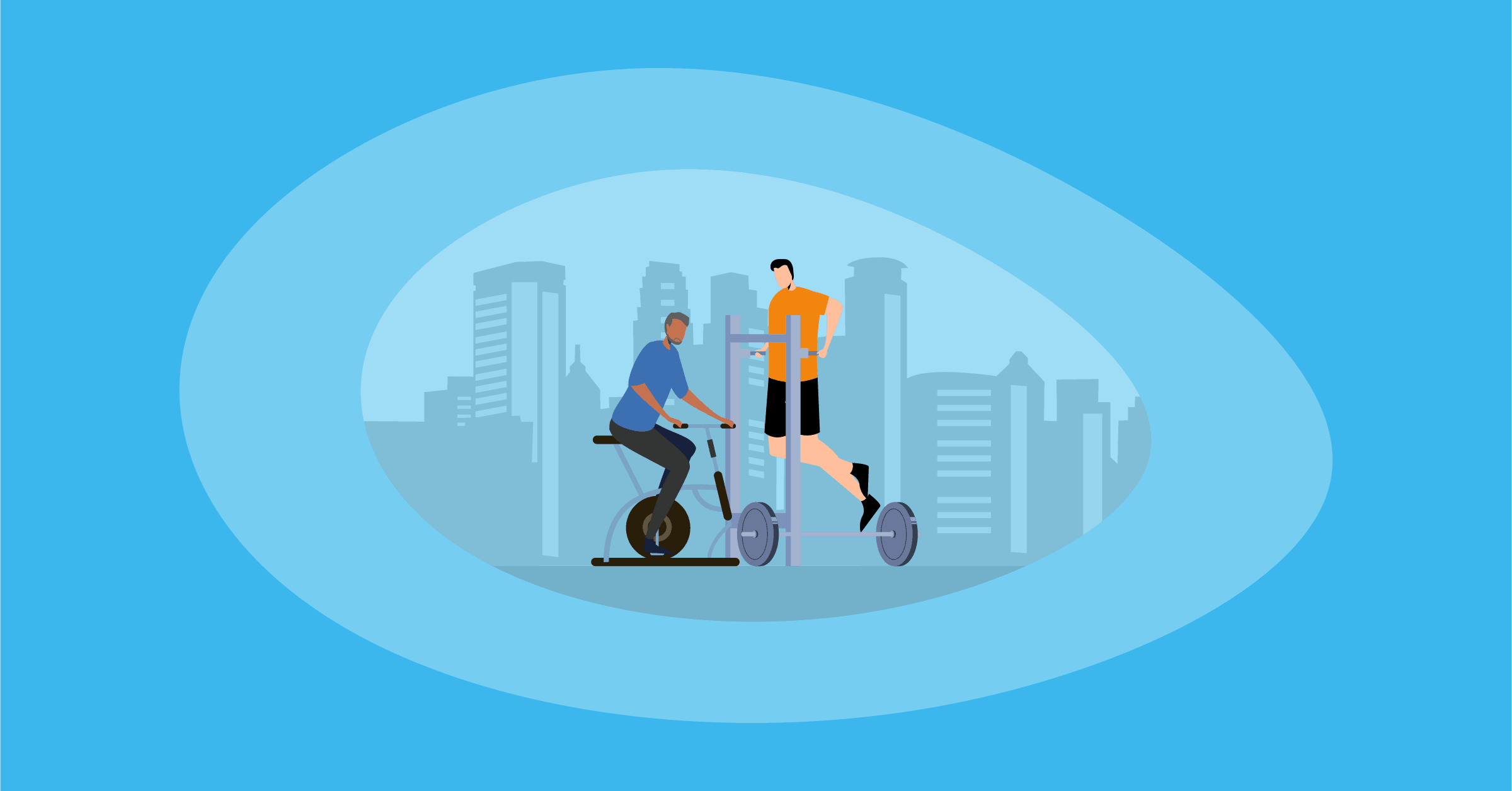 Illustration of two people working out