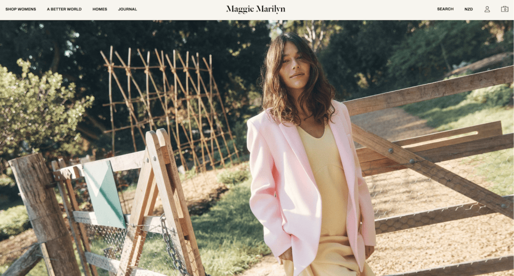 Screenshot of the Maggie Marilyn front page