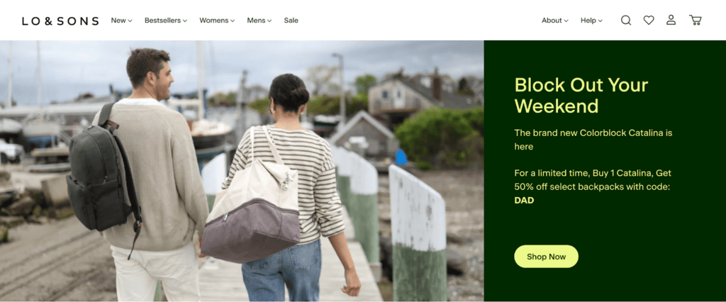 Screenshot of the Lo & Sons front page