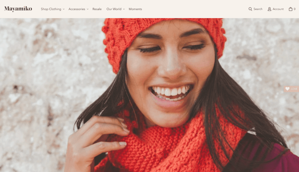 Screenshotof the Mayamiko the Label front page