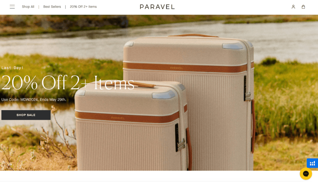 Screenshot of the Paravel front page