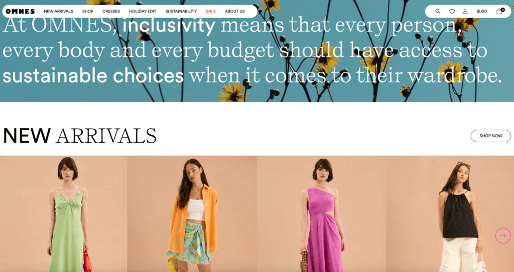 Screenshot of the Omnes front page