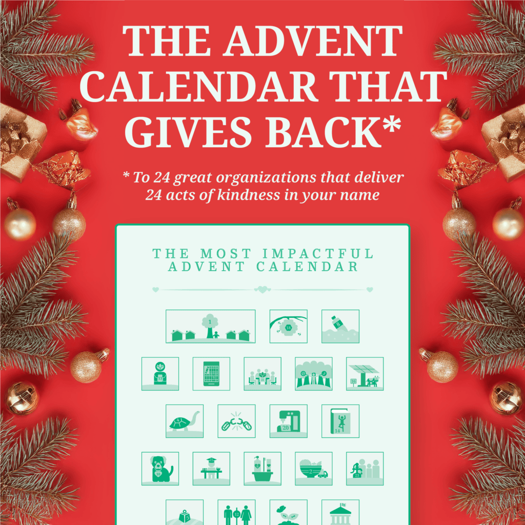 Illustration of an Advent calendar that gives back