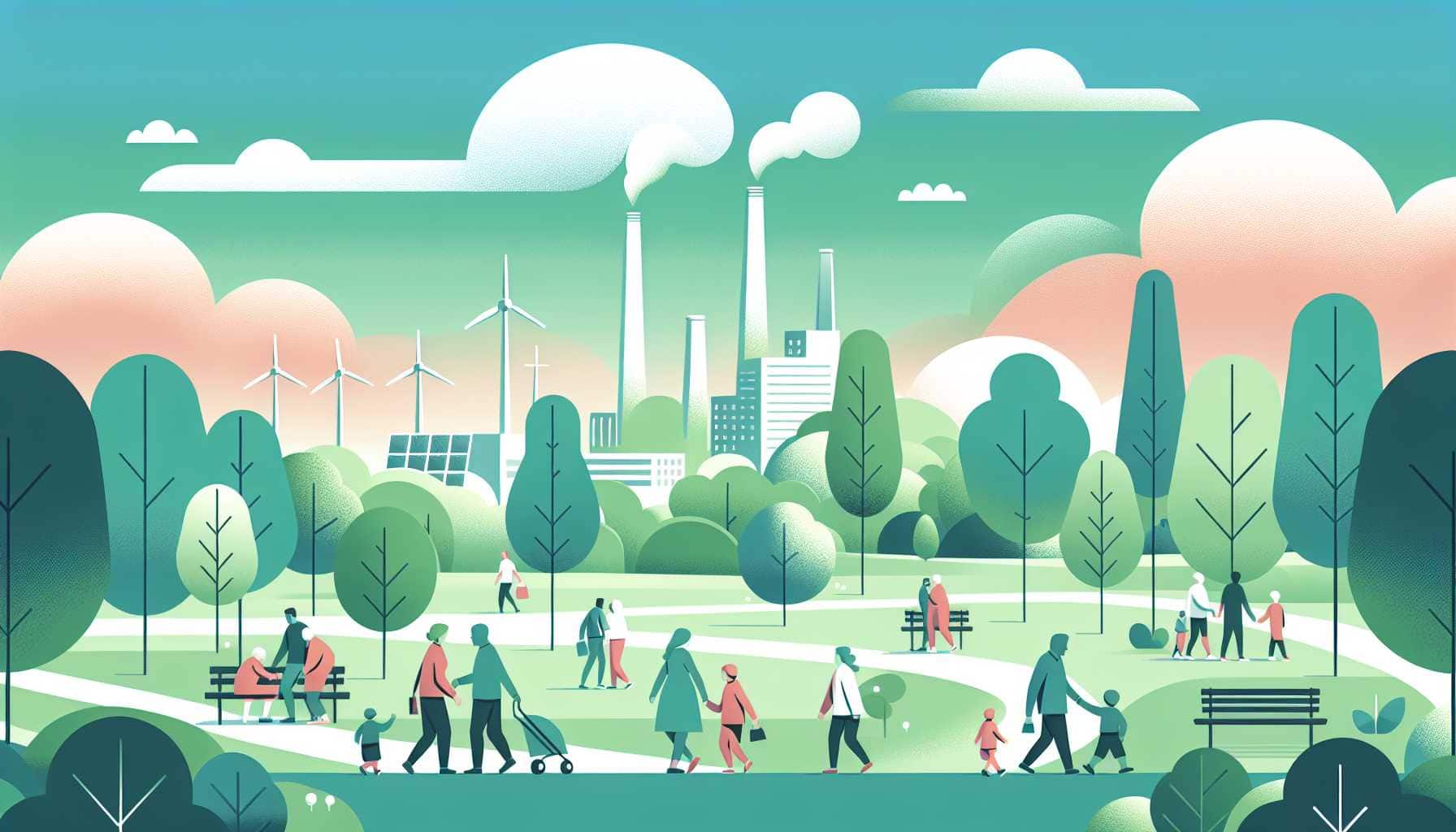 Illustration of people enjoying clean air