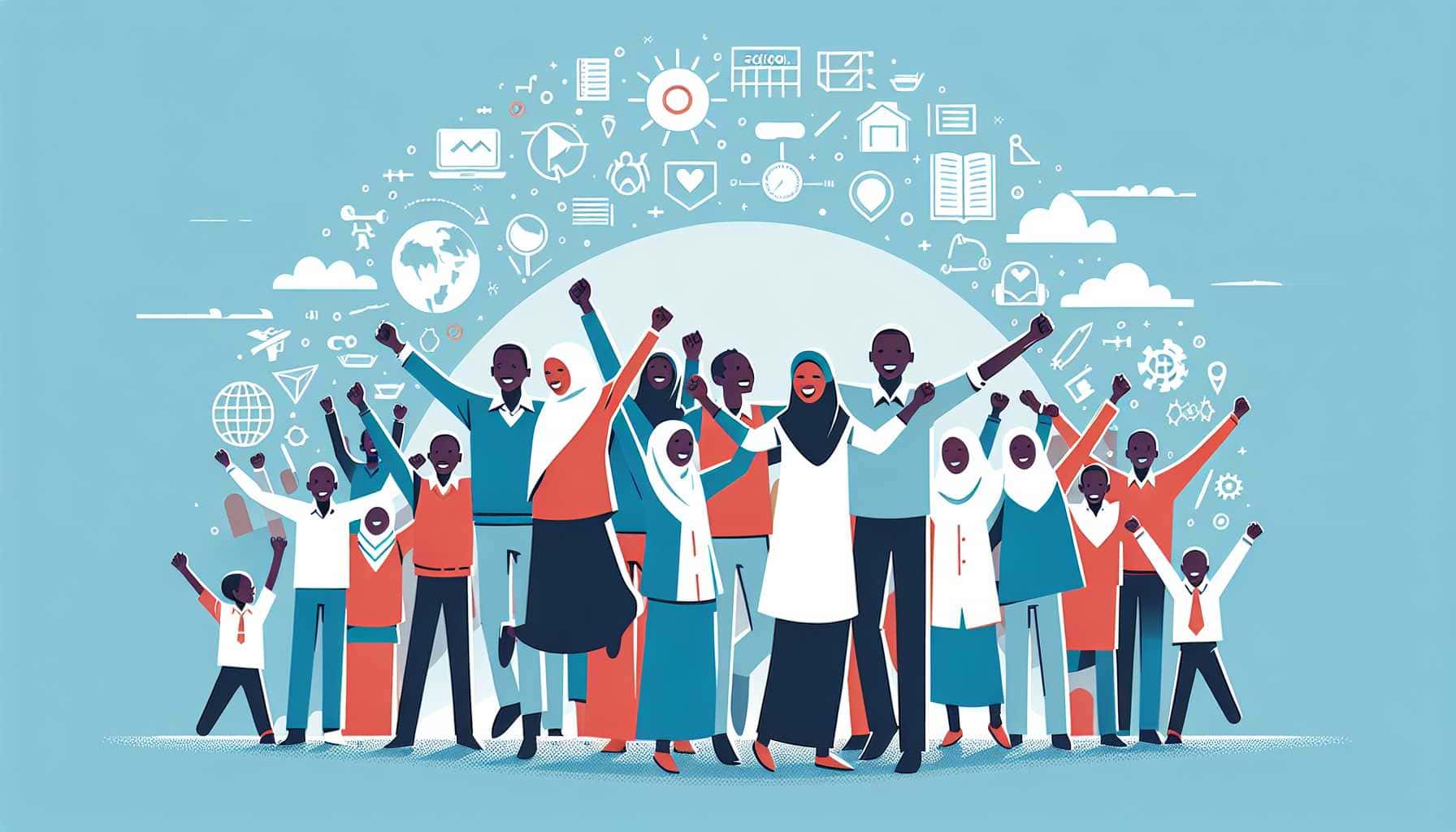 Illustration of Kenyans celebrating citizenship
