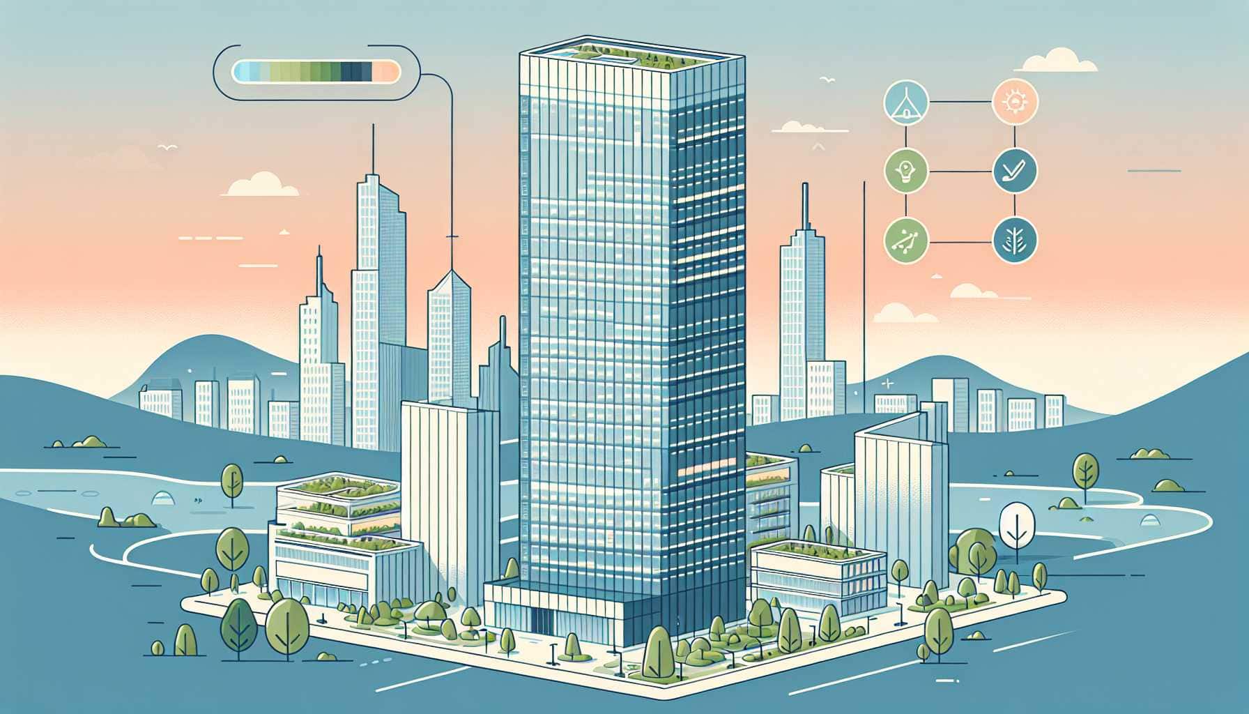 Illustration of a sustainable skyscraper