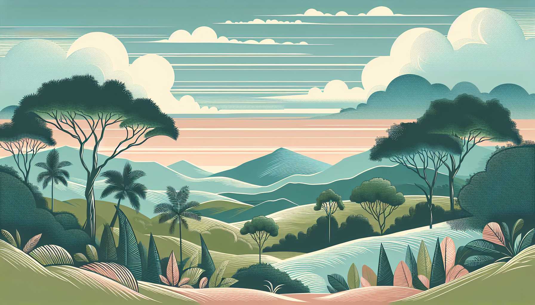 Illustration of a tropical forest
