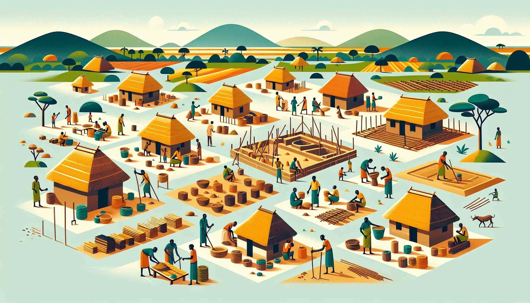 Illustration of a Zambian village
