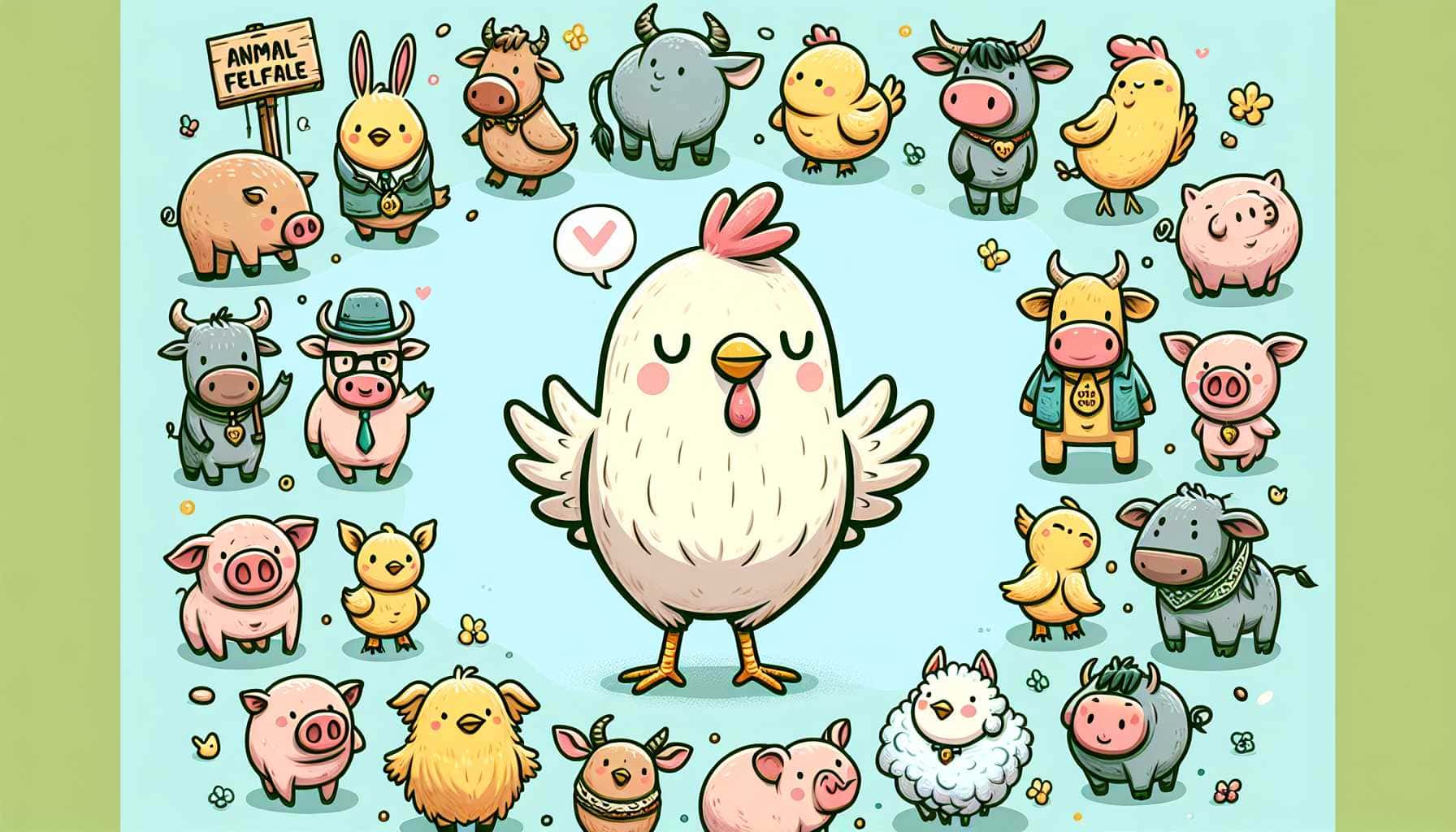 Illustration of friendly farm animals