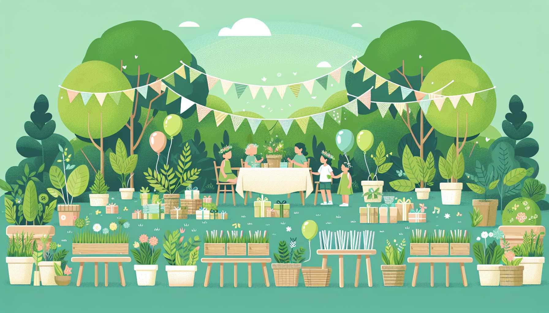 Illustration of eco-friendly birthday party