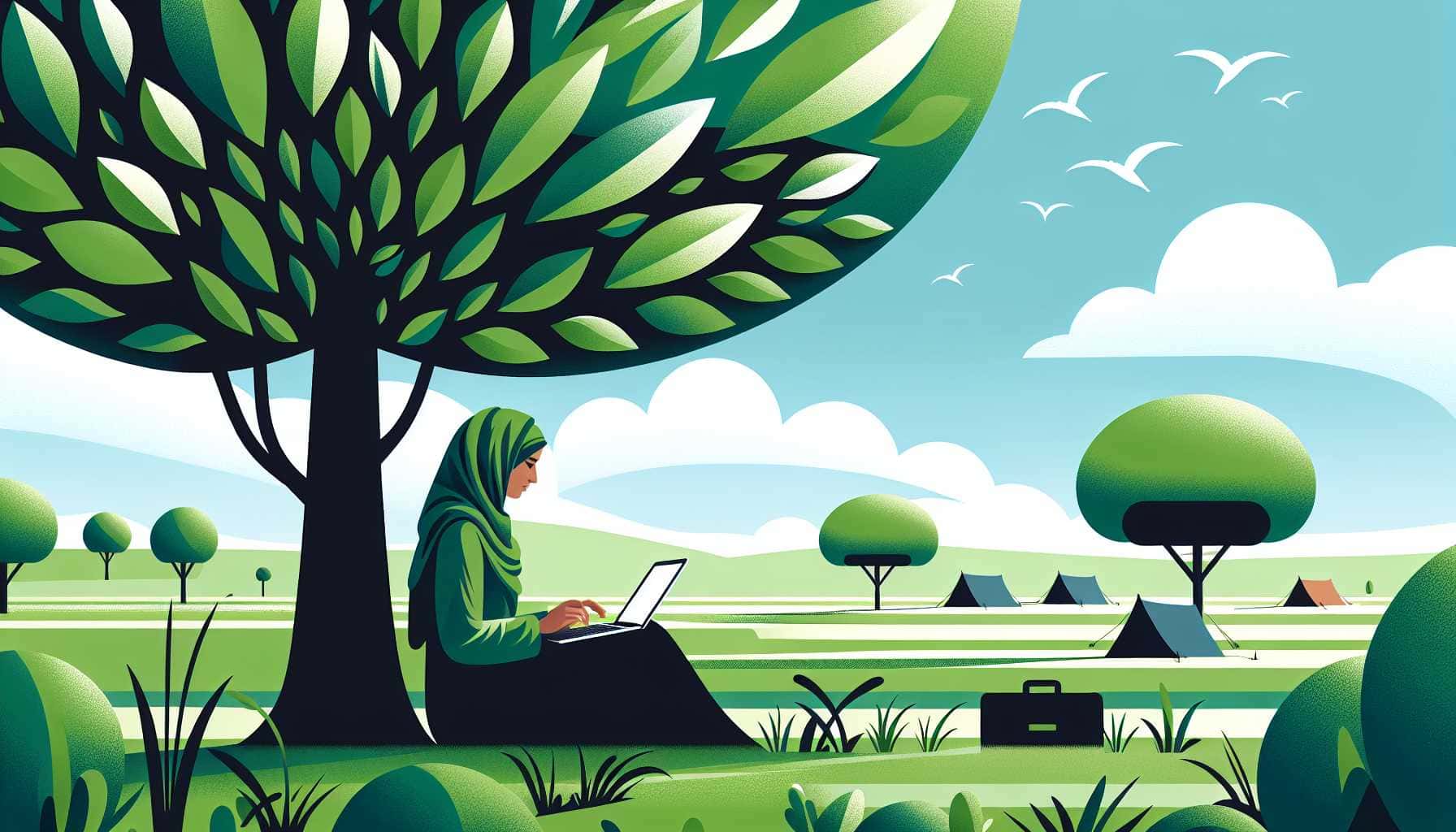 Illustration of a person working outdoors