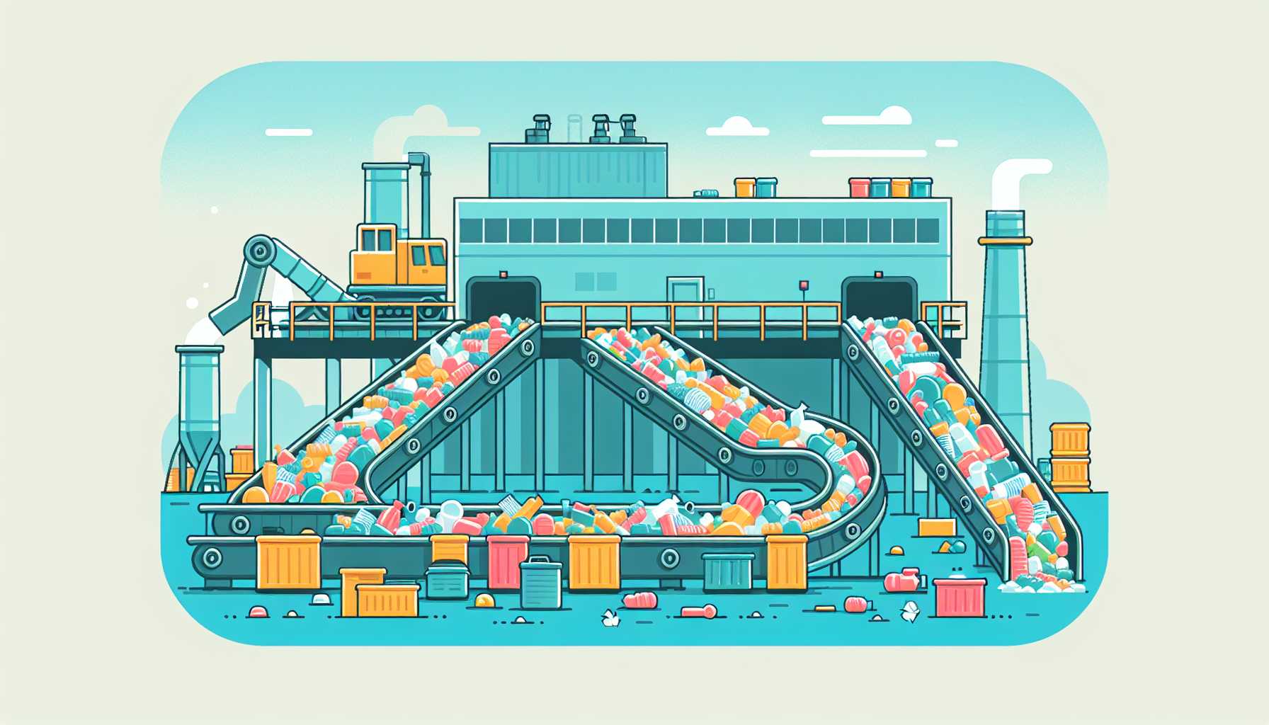 Illustration of recycling facility conveyor