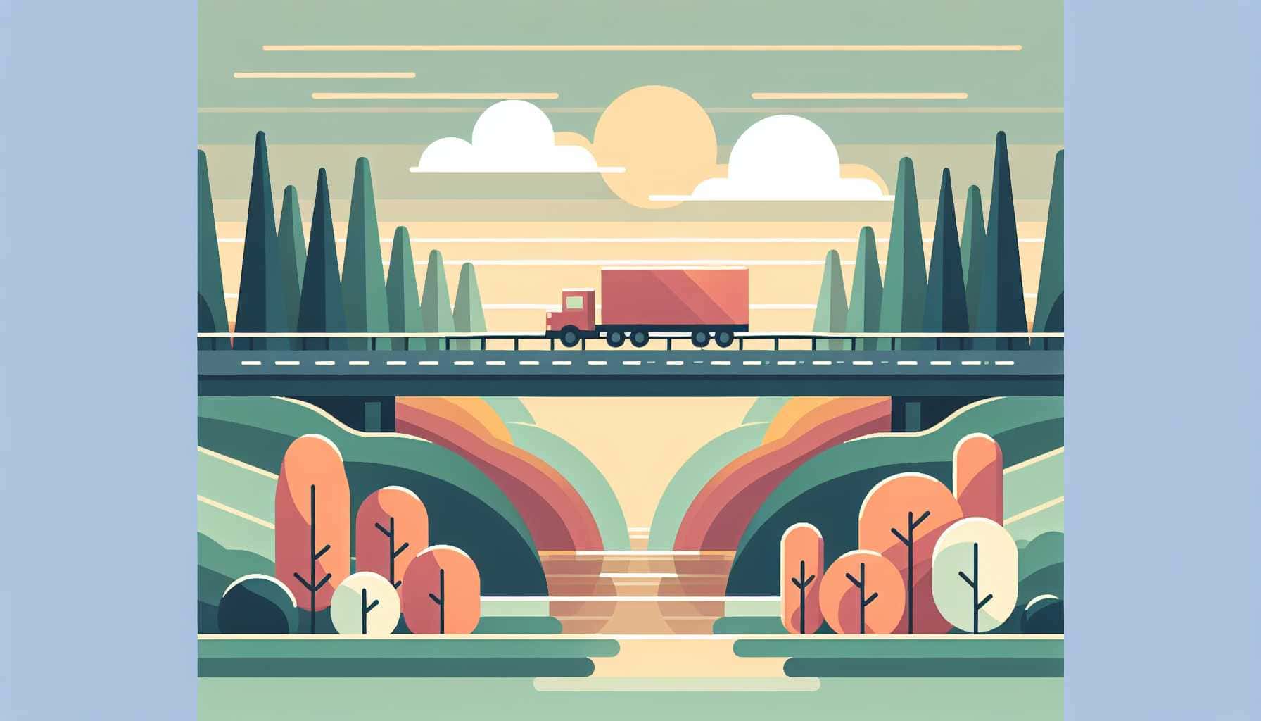 Illustration of truck on bridge