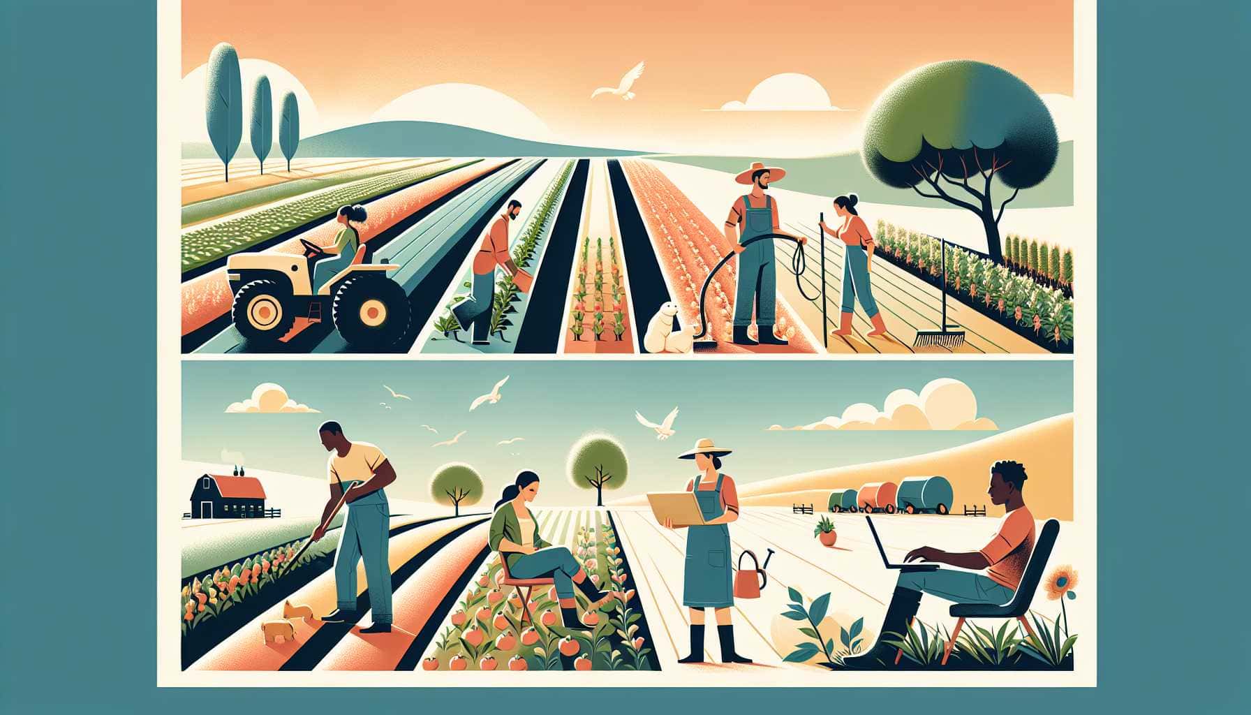 Illustration of diverse farm workers