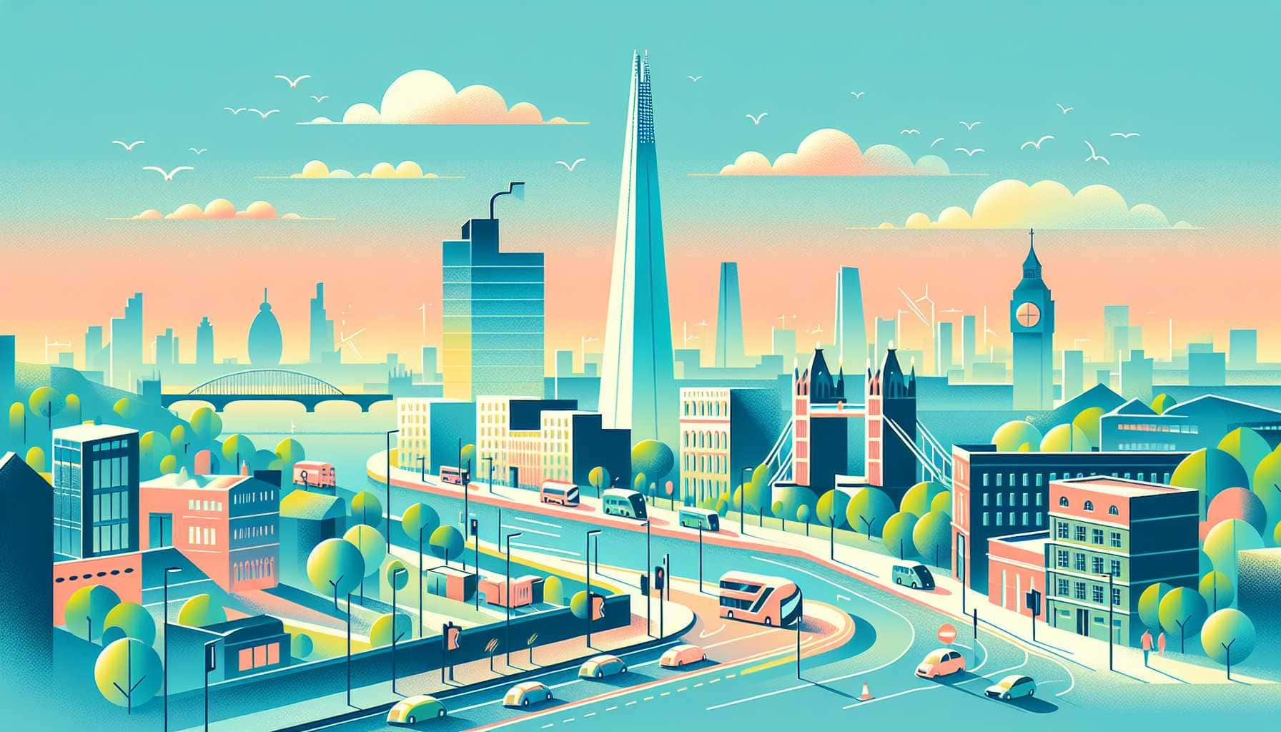 Illustration of London skyline and clean air