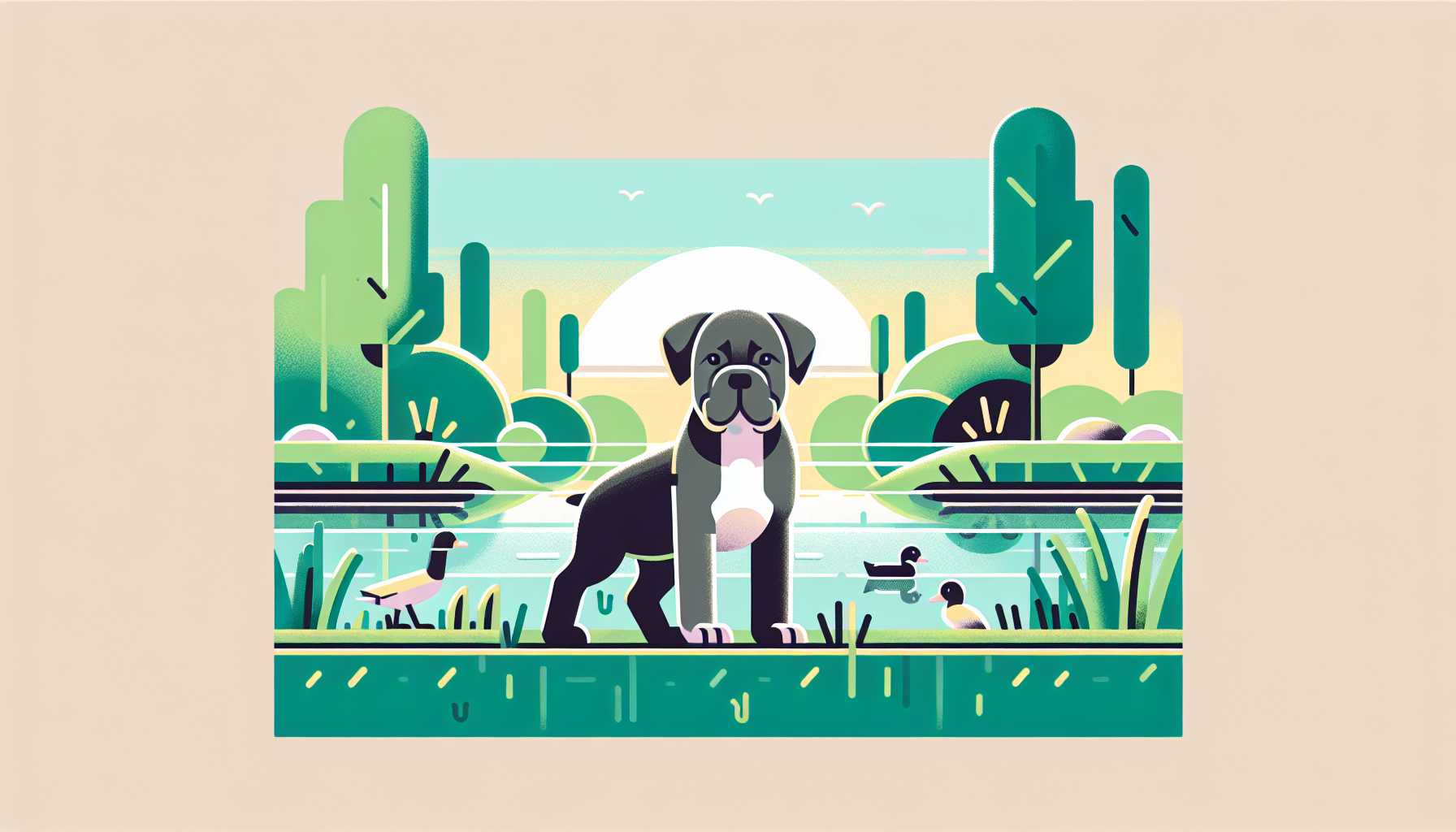 Illustration of young Cane Corso puppy