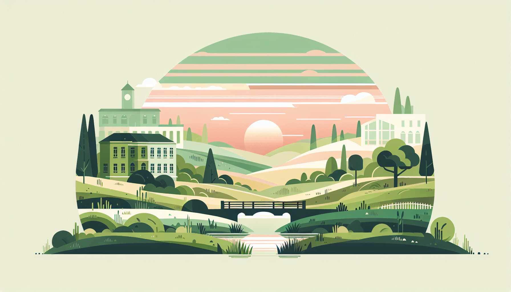 Illustration of peaceful landscape transition